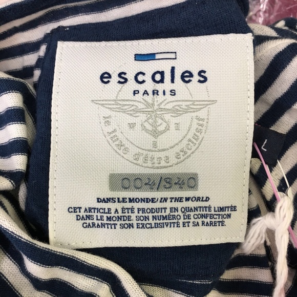 Escales Blue Striped Short Sleeve Tee Size XL - Picture 3 of 3
